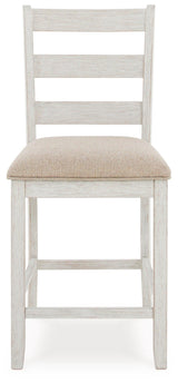 Skempton White And Light Brown Counter Height Dining Table and 6 Bar Stools by Ashley at Eve Furniture