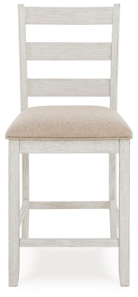 Skempton White And Light Brown Counter Height Dining Table and 6 Bar Stools by Ashley at Eve Furniture