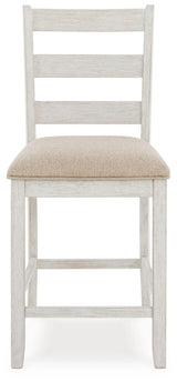 Skempton White And Light Brown Counter Height Dining Table and 6 Bar Stools by Ashley at Eve Furniture