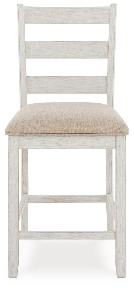 Skempton White And Light Brown Counter Height Dining Table and 6 Bar Stools by Ashley at Eve Furniture