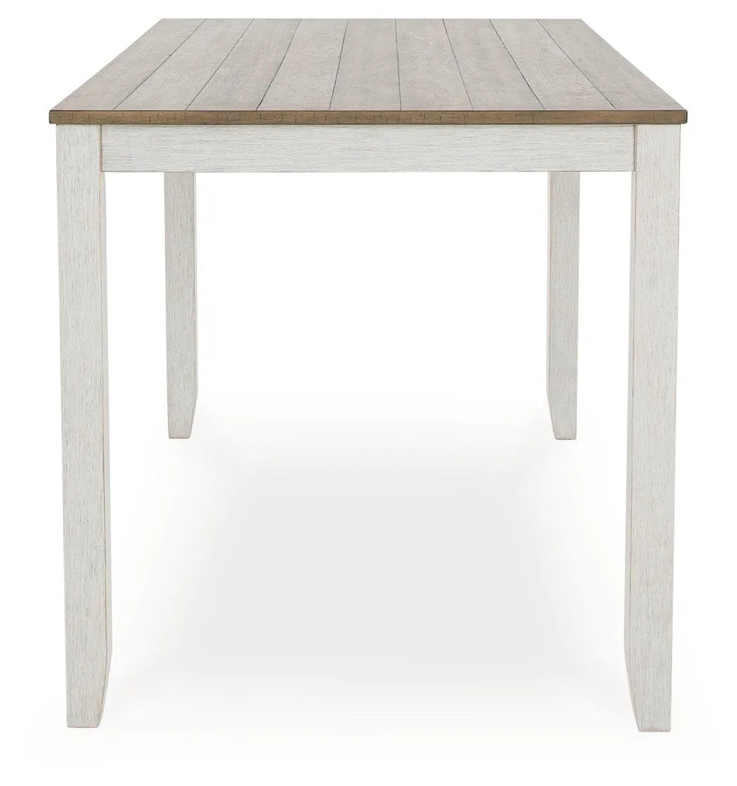 Skempton White And Light Brown Counter Height Dining Table and 6 Bar Stools by Ashley at Eve Furniture
