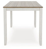 Skempton White And Light Brown Counter Height Dining Table and 6 Bar Stools by Ashley at Eve Furniture