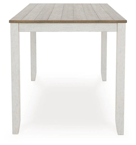Skempton White And Light Brown Counter Height Dining Table and 6 Bar Stools by Ashley at Eve Furniture