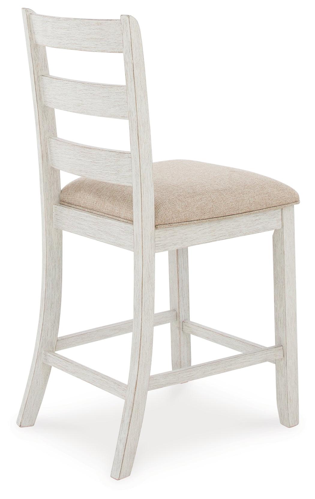 Skempton White And Light Brown Counter Height Dining Table and 6 Bar Stools by Ashley at Eve Furniture