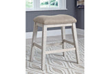 Skempton White/Light Brown Counter Height Barstool, Set of 2 by Ashley at Eve Furniture