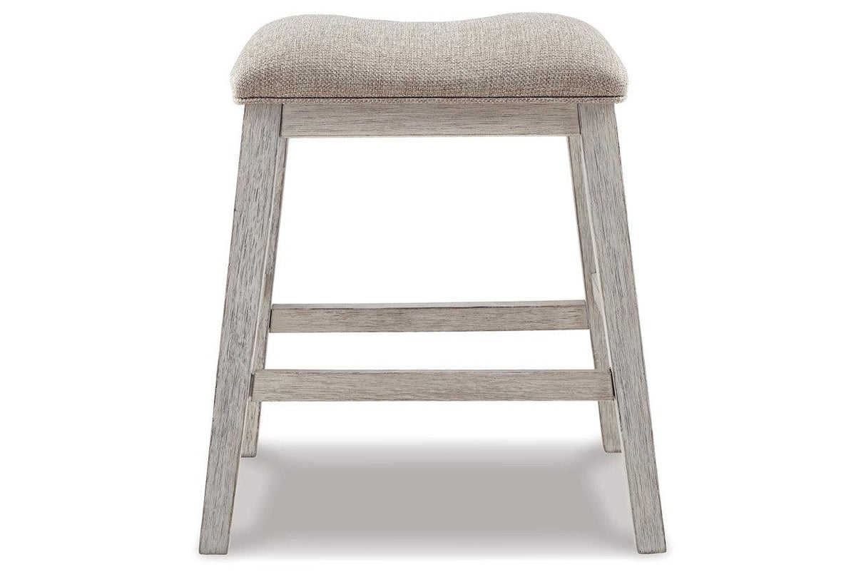 Skempton White/Light Brown Counter Height Barstool, Set of 2 by Ashley at Eve Furniture