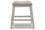 Skempton White/Light Brown Counter Height Barstool, Set of 2 by Ashley at Eve Furniture