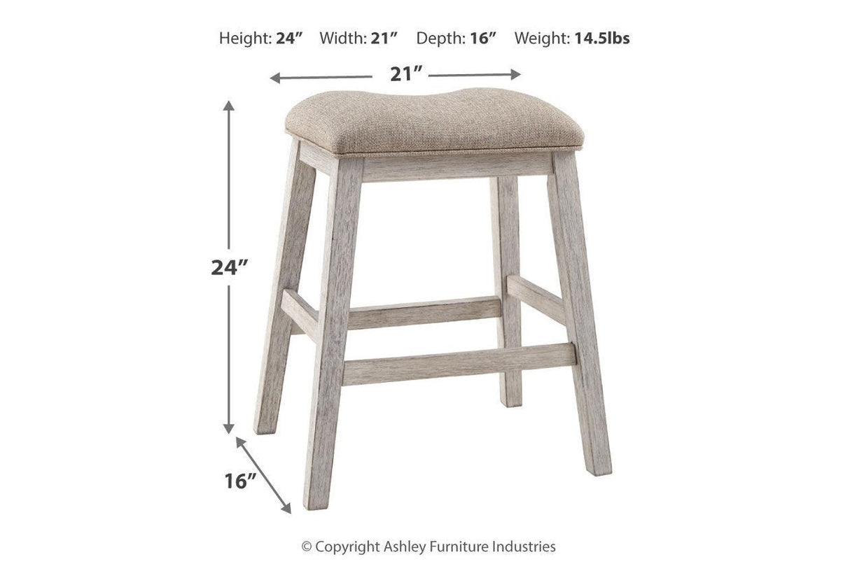 Skempton White/Light Brown Counter Height Barstool, Set of 2 by Ashley at Eve Furniture