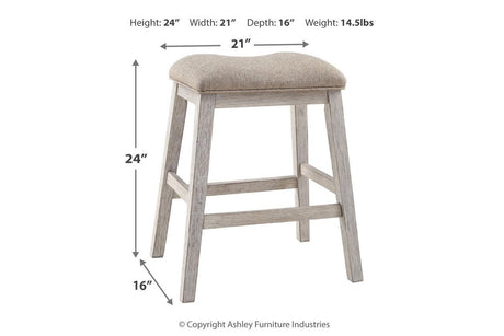 Skempton White/Light Brown Counter Height Barstool, Set of 2 by Ashley at Eve Furniture