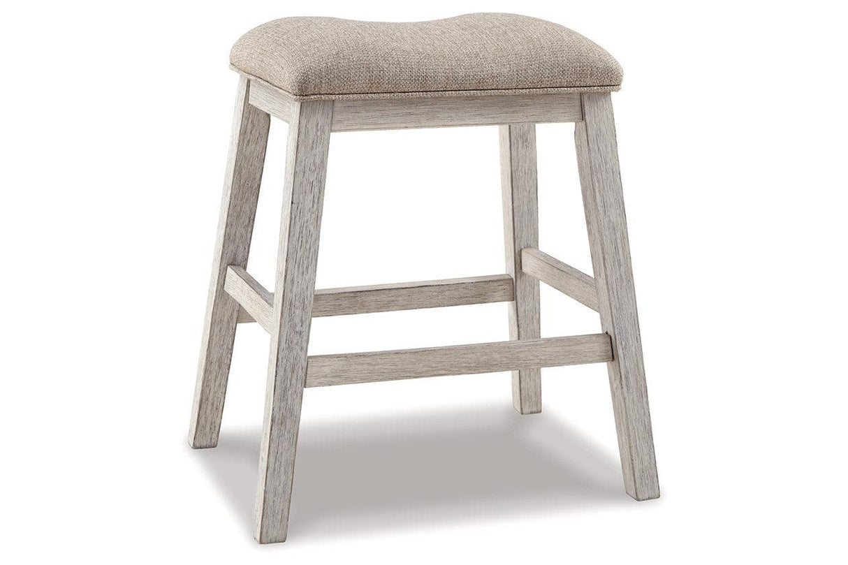 Skempton White/Light Brown Counter Height Barstool, Set of 2 by Ashley at Eve Furniture