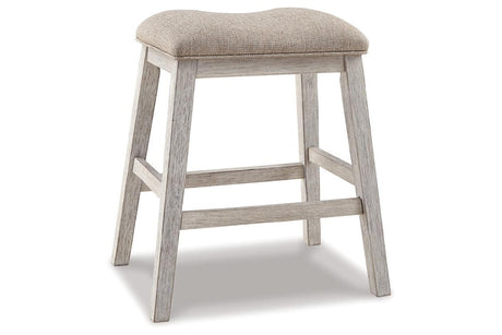 Skempton White/Light Brown Counter Height Barstool, Set of 2 by Ashley at Eve Furniture