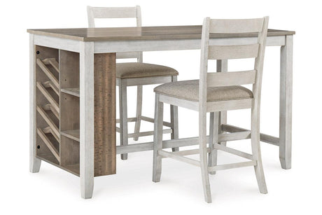 Skempton White/Light Brown Counter Height Dining Table and 2 Barstools by Ashley at Eve Furniture