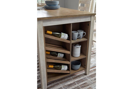 Skempton White/Light Brown Counter Height Dining Table and 2 Barstools by Ashley at Eve Furniture