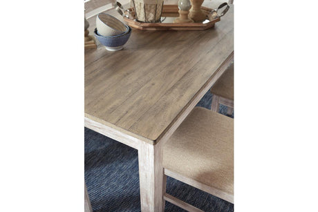 Skempton White/Light Brown Counter Height Dining Table and 2 Barstools by Ashley at Eve Furniture