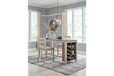 Skempton White/Light Brown Counter Height Dining Table and 2 Barstools by Ashley at Eve Furniture