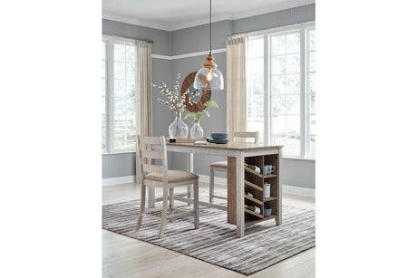 Skempton White/Light Brown Counter Height Dining Table and 2 Barstools by Ashley at Eve Furniture