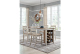 Skempton White/Light Brown Counter Height Dining Table and 4 Barstools by Ashley at Eve Furniture