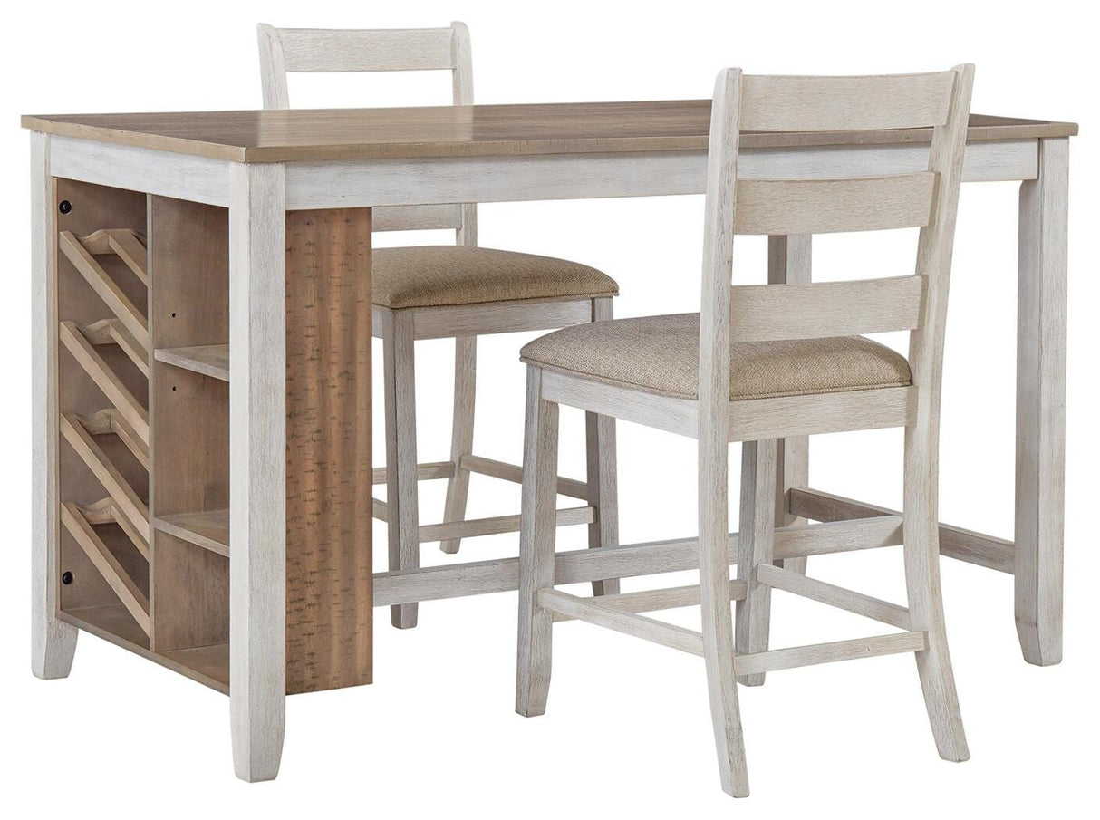 Skempton White/Light Brown Counter Height Dining Table and 4 Barstools by Ashley at Eve Furniture
