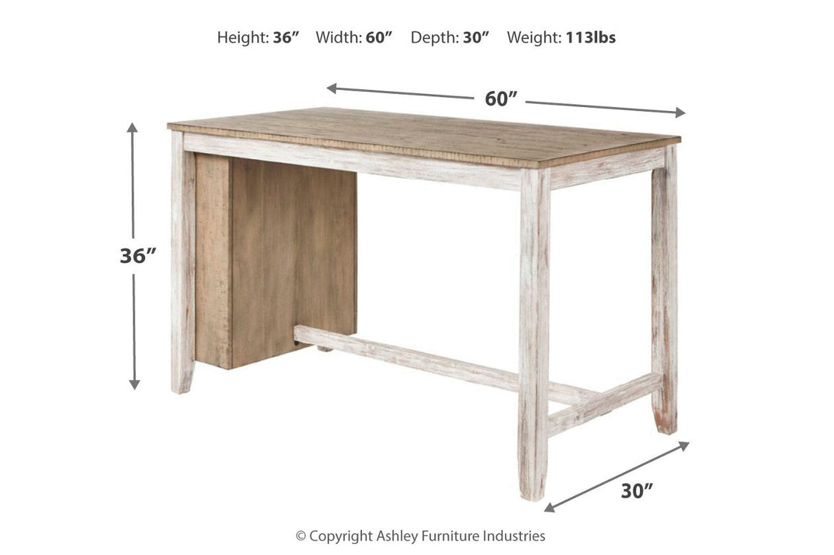 Skempton White/Light Brown Counter Height Dining Table and 4 Barstools by Ashley at Eve Furniture