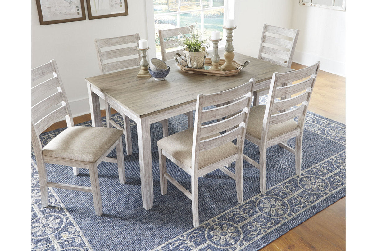 Skempton White/Light Brown Dining Table and 6 Chairs by Ashley at Eve Furniture