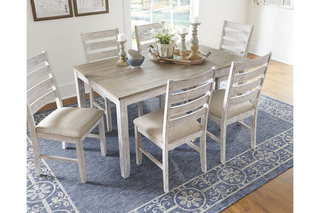 Skempton White/Light Brown Dining Table and 6 Chairs by Ashley at Eve Furniture