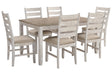 Skempton White/Light Brown Dining Table and 6 Chairs by Ashley at Eve Furniture