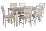 Skempton White/Light Brown Dining Table and 6 Chairs by Ashley at Eve Furniture