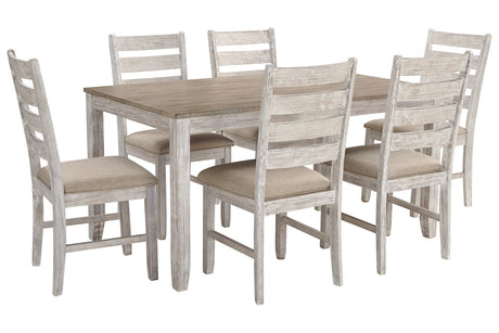 Skempton White/Light Brown Dining Table and 6 Chairs by Ashley at Eve Furniture