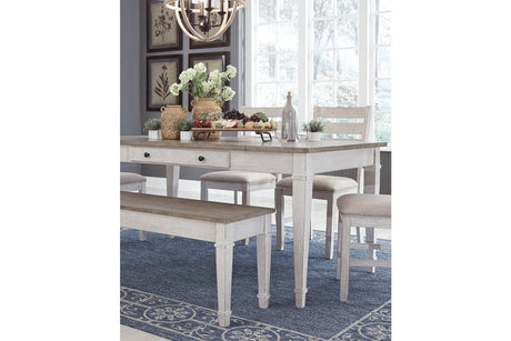 Skempton White/Light Brown Dining Table by Ashley at Eve Furniture