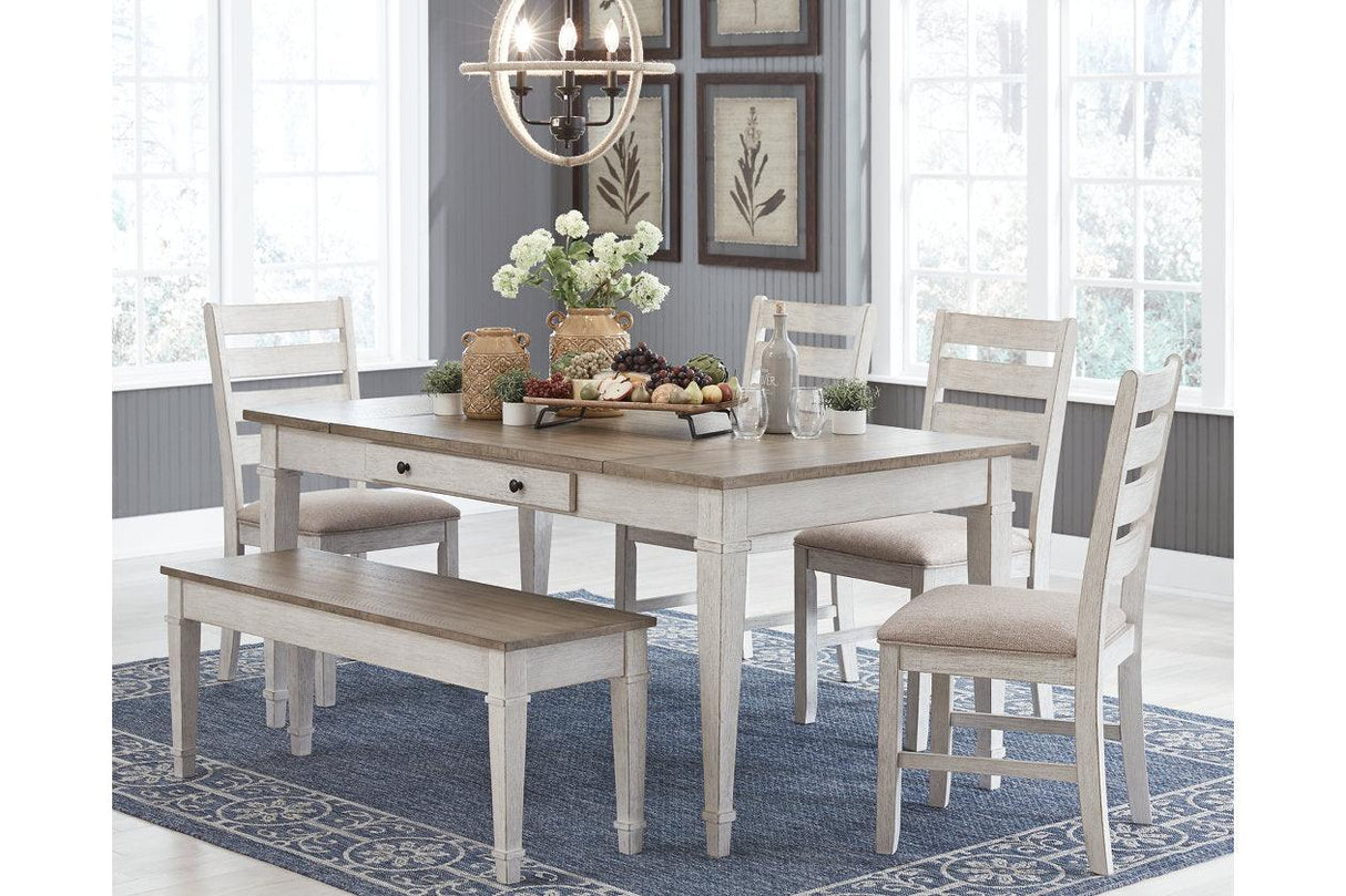 Skempton White/Light Brown Dining Table by Ashley at Eve Furniture