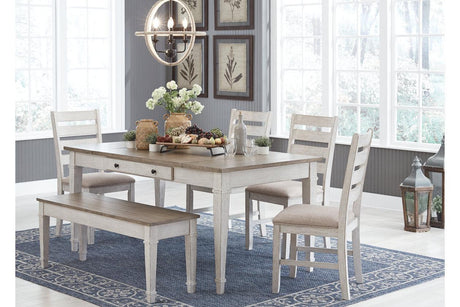 Skempton White/Light Brown Dining Table by Ashley at Eve Furniture