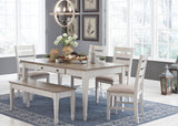 Skempton White/Light Brown Rectangular Dining Set by Ashley at Eve Furniture