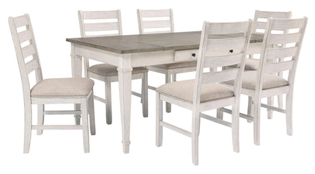 Skempton White/Light Brown Rectangular Dining Set by Ashley at Eve Furniture