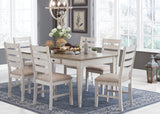 Skempton White/Light Brown Rectangular Dining Set by Ashley at Eve Furniture