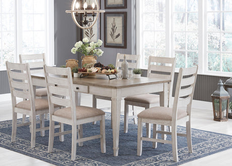 Skempton White/Light Brown Rectangular Dining Set by Ashley at Eve Furniture