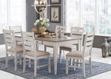 Skempton White/Light Brown Rectangular Dining Set by Ashley at Eve Furniture
