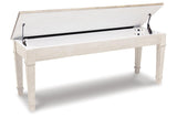 Skempton White/Light Brown Storage Bench by Ashley at Eve Furniture