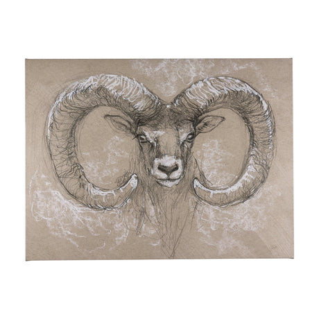 Sketch of animal I (Wild sheep) by Mercana Studio a Hand Embellished Textured Canvas by Mercana at Eve Furniture