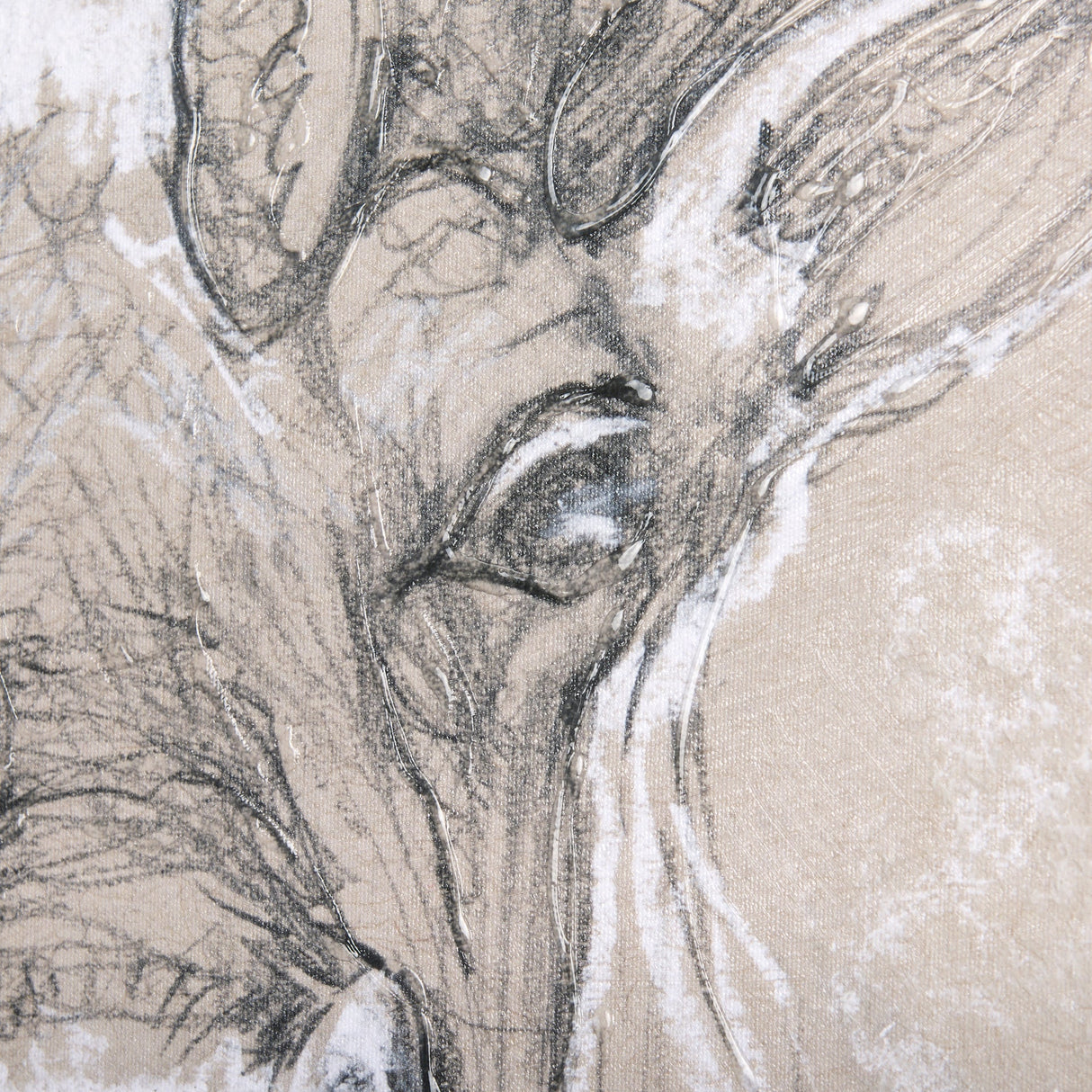 Sketch of animal II (Caribou) by Mercana Studio a Hand Embellished Textured Canvas by Mercana at Eve Furniture