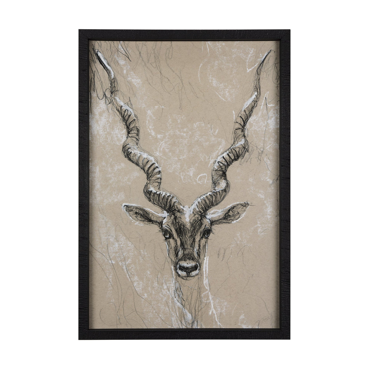 Sketch of Animal III (Antelope) Mercana Studio Hand Embellished Framed Art Print Matted under Glass by Mercana at Eve Furniture