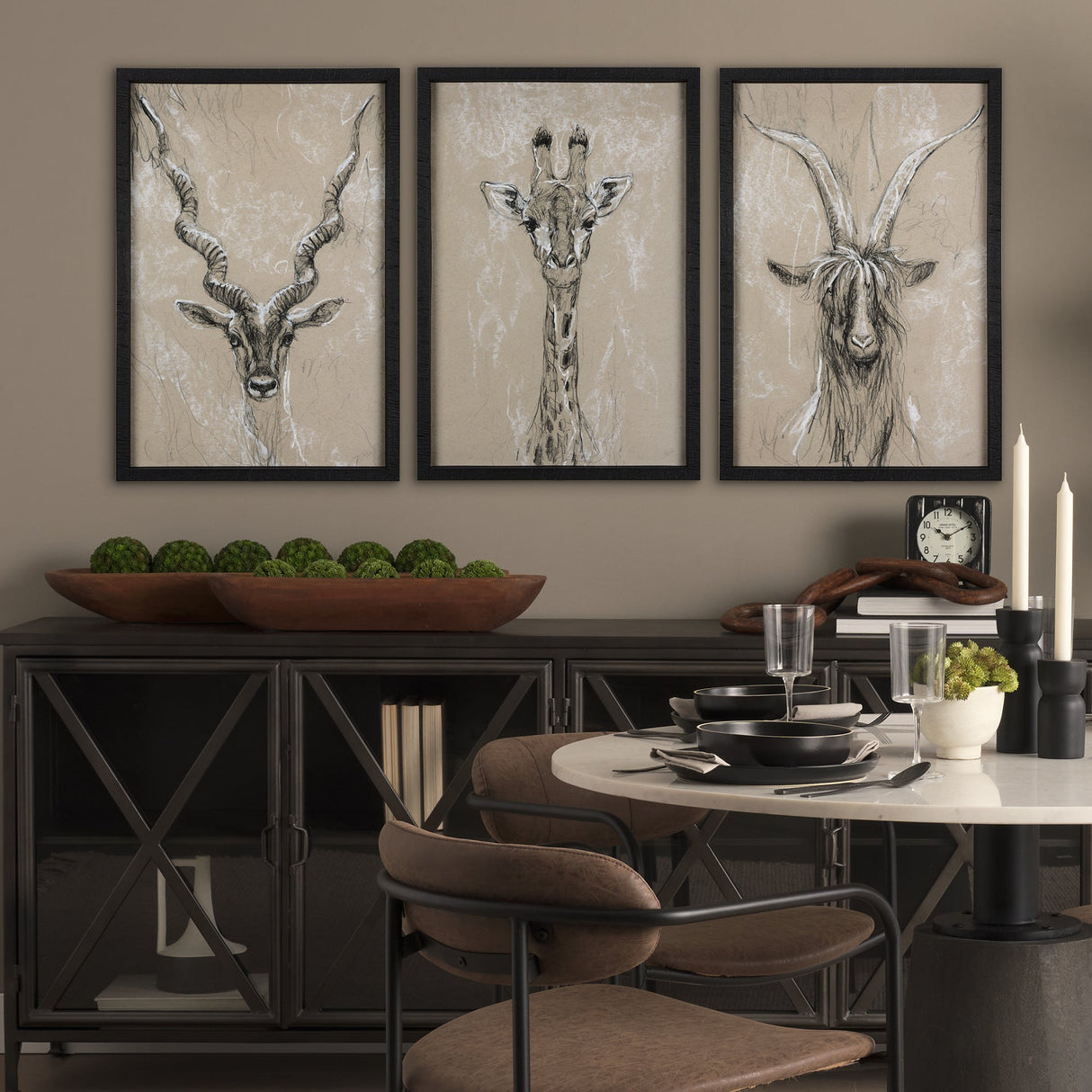 Sketch of Animal IV (Giraffe) by Mercana Studio Hand Embelished Framed Art Print Matted under Glass by Mercana at Eve Furniture
