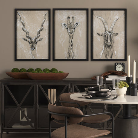 Sketch of Animal IV (Giraffe) by Mercana Studio Hand Embelished Framed Art Print Matted under Glass by Mercana at Eve Furniture