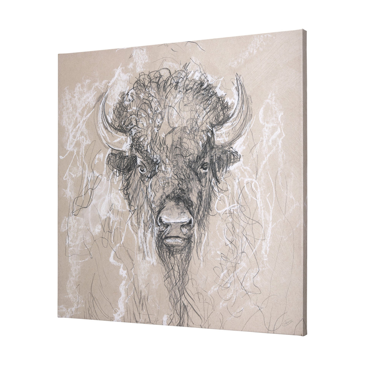 Sketch of animal IX (Bison) by Mercana Studio a Hand Embellished Textured Canvas by Mercana at Eve Furniture