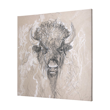 Sketch of animal IX (Bison) by Mercana Studio a Hand Embellished Textured Canvas by Mercana at Eve Furniture