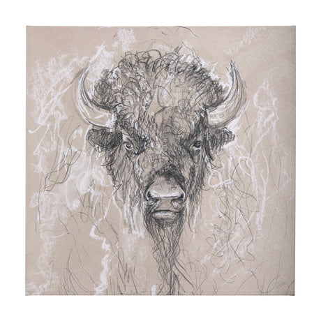Sketch of animal IX (Bison) by Mercana Studio a Hand Embellished Textured Canvas by Mercana at Eve Furniture