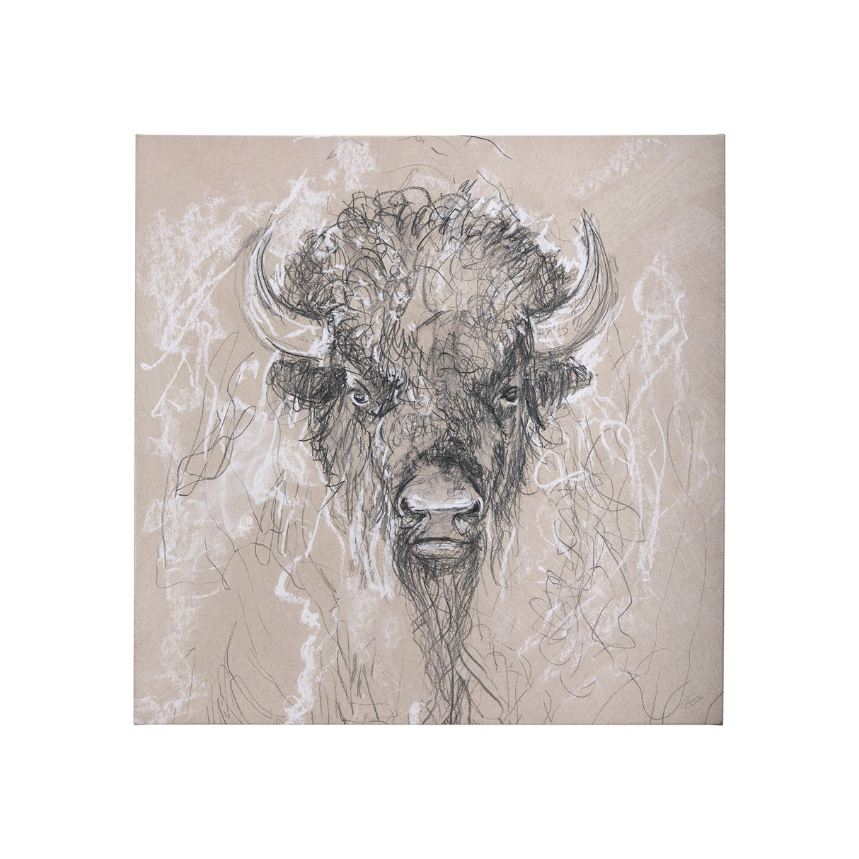 Sketch of animal IX (Bison) by Mercana Studio a Hand Embellished Textured Canvas by Mercana at Eve Furniture