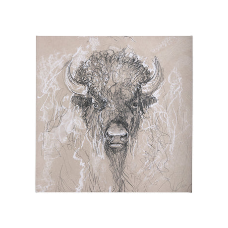 Sketch of animal IX (Bison) by Mercana Studio a Hand Embellished Textured Canvas by Mercana at Eve Furniture