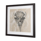 Sketch of Animal IX (Bison) by Mercana Studio Hand Embellished Framed Art Print Matted under Glass by Mercana at Eve Furniture