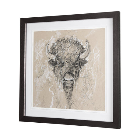 Sketch of Animal IX (Bison) by Mercana Studio Hand Embellished Framed Art Print Matted under Glass by Mercana at Eve Furniture