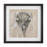 Sketch of Animal IX (Bison) by Mercana Studio Hand Embellished Framed Art Print Matted under Glass by Mercana at Eve Furniture